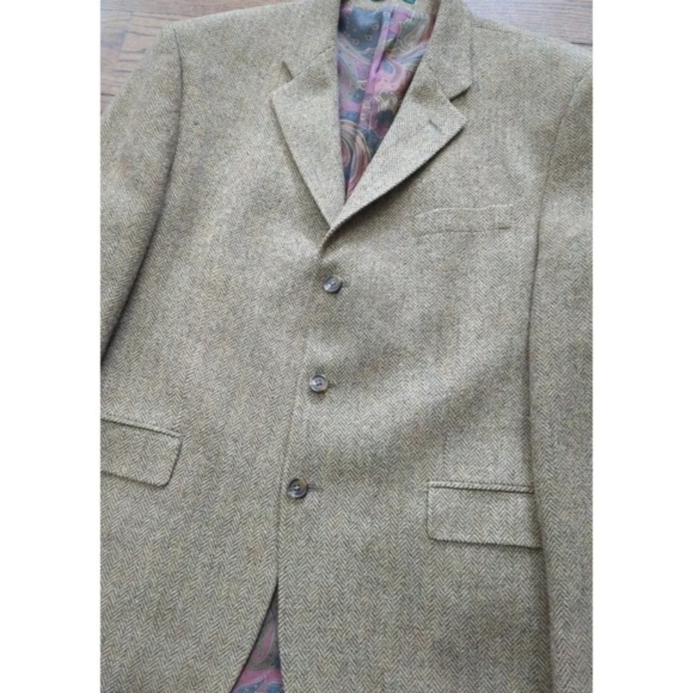 Lauren Ralph Lauren Blazer 44R Brown Herringbone 100% Wool Canada Union Made '98